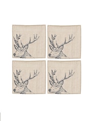 Selbrae House Set of 4 Linen Stag Napkins - Image 1 of 2
