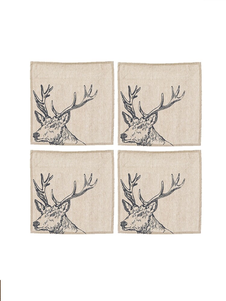 Selbrae House Set of 4 Linen Stag Napkins - Image 1 of 2
