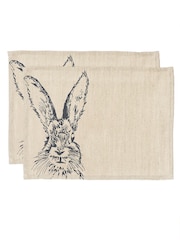 Selbrae House Set of 2 Linen Hare Placemats - Image 2 of 2