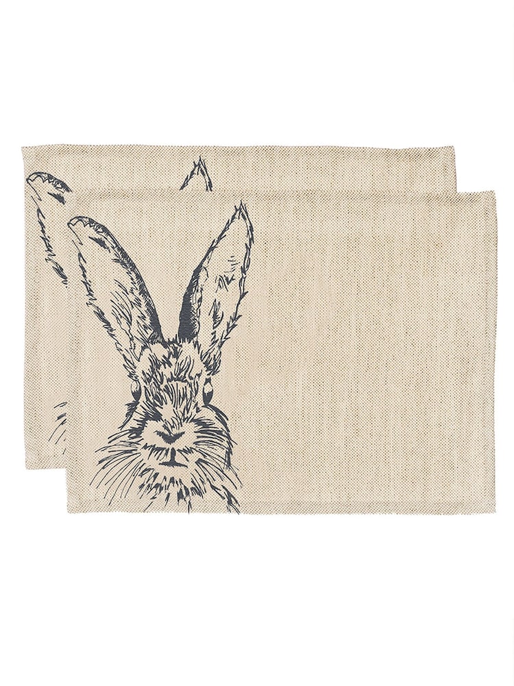 Selbrae House Set of 2 Linen Hare Placemats - Image 2 of 2
