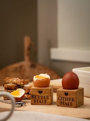 Selbrae House Set of 2 Oak Better & Other Egg Cups - Image 1 of 2