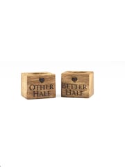 Selbrae House Set of 2 Oak Better & Other Egg Cups - Image 2 of 2