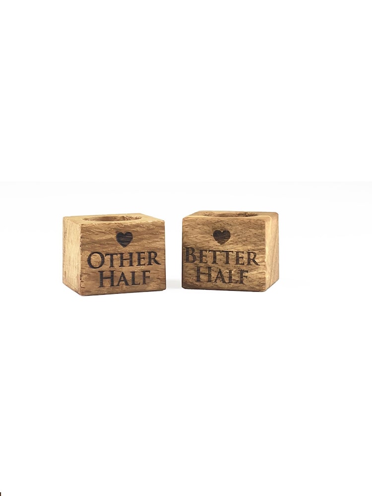 Selbrae House Set of 2 Oak Better & Other Egg Cups - Image 2 of 2