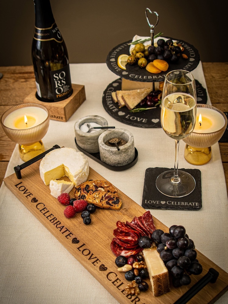 Selbrae House Oak Love & Celebrate Tray with Black Steel Handles - Image 1 of 2