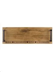 Selbrae House Oak Love & Celebrate Tray with Black Steel Handles - Image 2 of 2