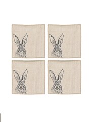 Selbrae House Set of 4 Linen Hare Napkins - Image 2 of 2