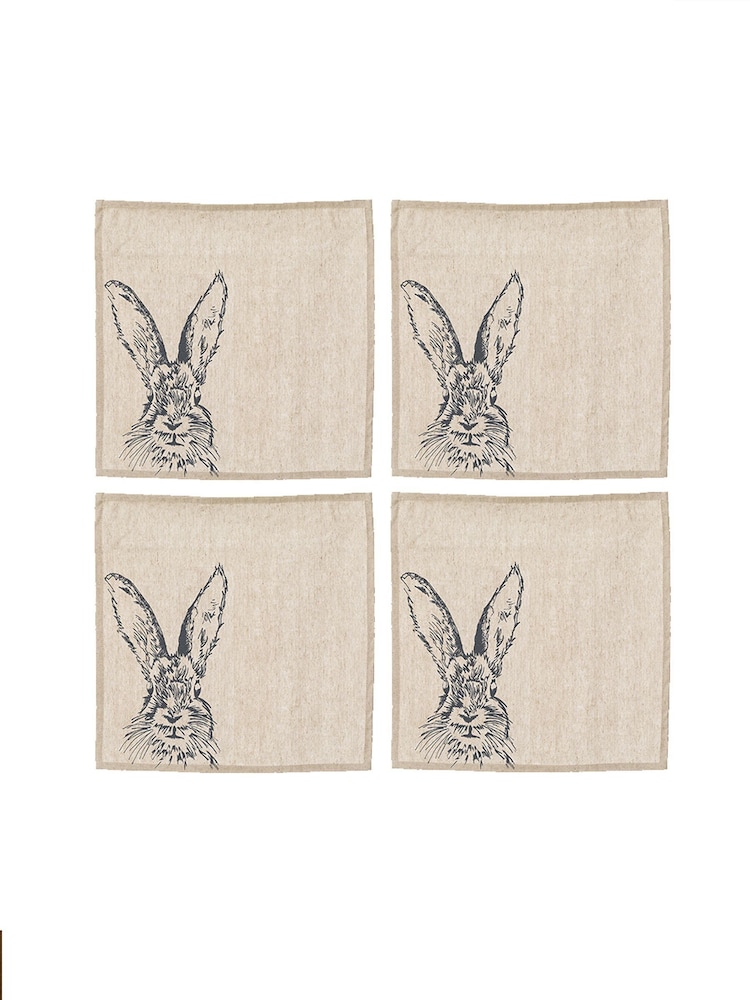 Selbrae House Set of 4 Linen Hare Napkins - Image 2 of 2