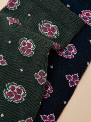 Joules Everyday Green/Navy 2 Pack Socks - Image 2 of 3
