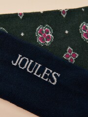 Joules Everyday Green/Navy 2 Pack Socks - Image 3 of 3
