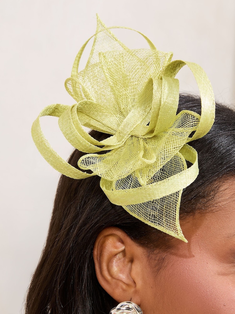 Lime Green Fascinator Hair Clip - Image 2 of 3