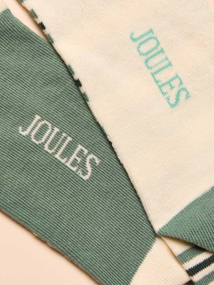Joules Everyday Green/Ecru 2 Pack Socks - Image 3 of 3 Joules Everyday Green/Ecru 2 Pack Socks - Image 3 of 3