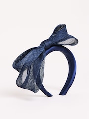 Lipsy Navy Chunky Bow Fascinator Headband - Image 5 of 6