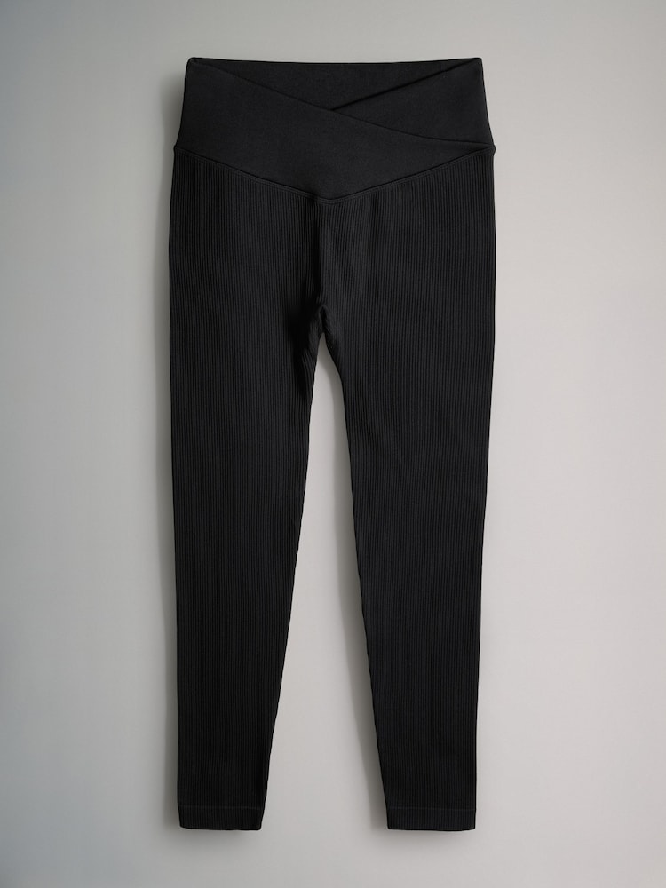 The Set Black/Black/Charcoal 3 Pack Ribbed Seamless Leggings - Image 2 of 5
