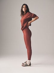 The Set Brown/Pink/Neutral 3 Pack Ribbed Seamless Leggings - Image 5 of 8