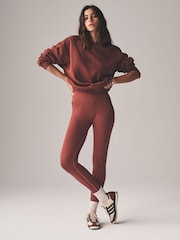 The Set Brown/Pink/Neutral 3 Pack Ribbed Seamless Leggings - Image 6 of 8