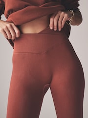 The Set Brown/Pink/Neutral 3 Pack Ribbed Seamless Leggings - Image 9 of 14