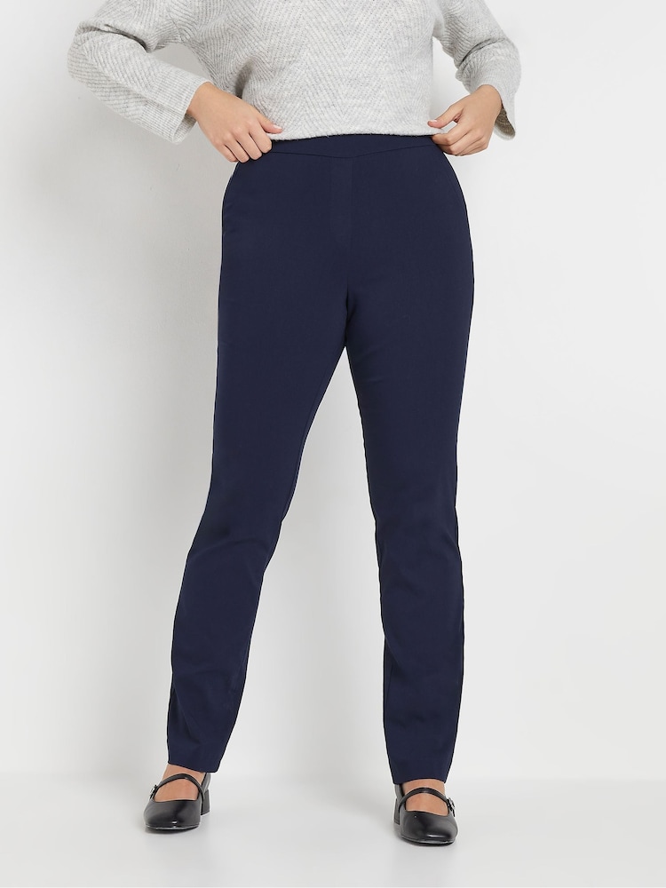 M&Co Blue Straight Bengaline Trousers - Image 1 of 5