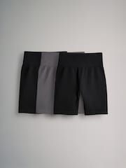 The Set Black/Black/Charcoal 3 Pack Ribbed Seamless Cycling Shorts - Image 2 of 11