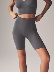The Set Black/Black/Charcoal 3 Pack Ribbed Seamless Cycling Shorts - Image 6 of 11