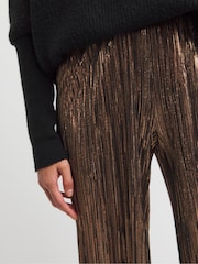 JD Williams Bronze Plisse Foil Wide Leg Pull On Trousers - Image 4 of 4
