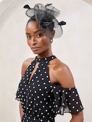 Black Pleated Fascinator Clip - Image 3 of 5