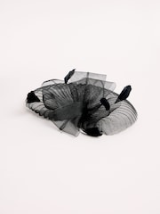 Black Pleated Fascinator Clip - Image 5 of 5