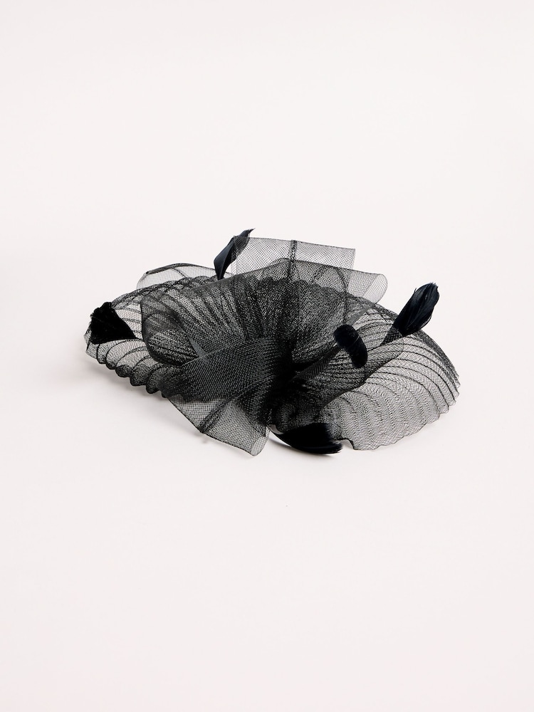 Black Pleated Fascinator Clip - Image 5 of 5