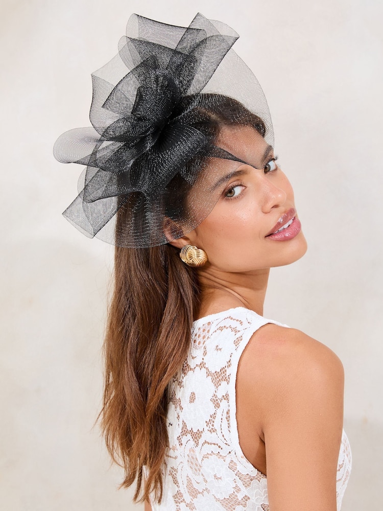 Lipsy Black Mesh Fascinator Headband - Image 4 of 5