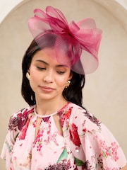 Lipsy Burgandy Mesh Fascinator Headband - Image 1 of 3