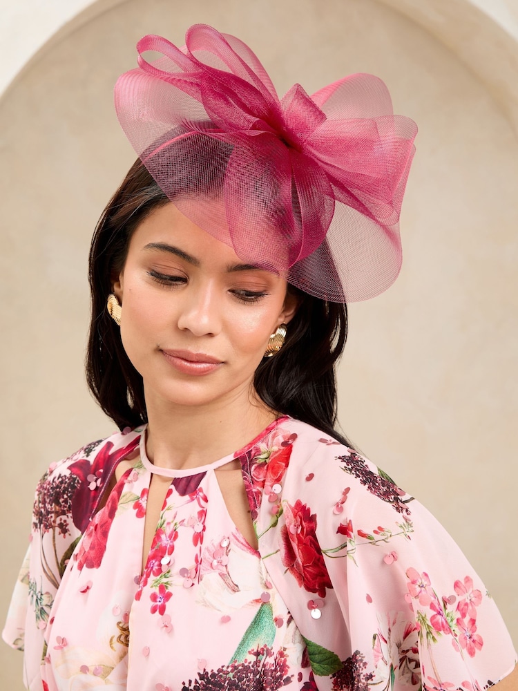 Lipsy Burgandy Mesh Fascinator Headband - Image 1 of 3