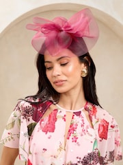 Lipsy Burgandy Mesh Fascinator Headband - Image 2 of 3
