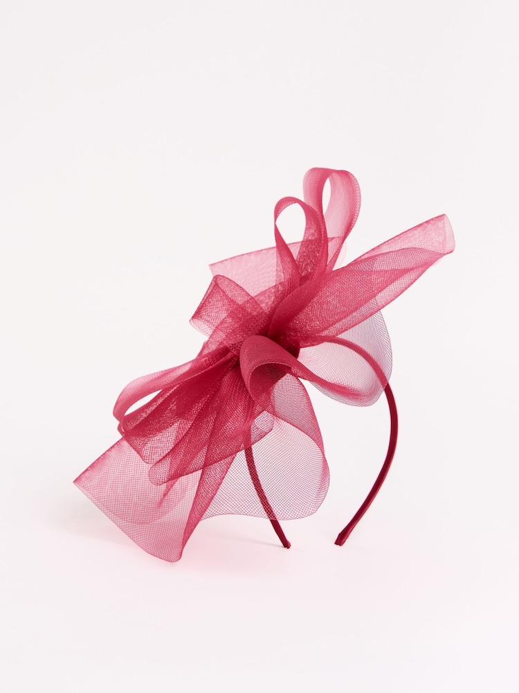 Lipsy Burgandy Mesh Fascinator Headband - Image 4 of 5