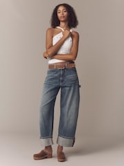Anthropologie Wash Blue Petite Pilcro Kayden High Rise Barrel Jeans - Image 2 of 4