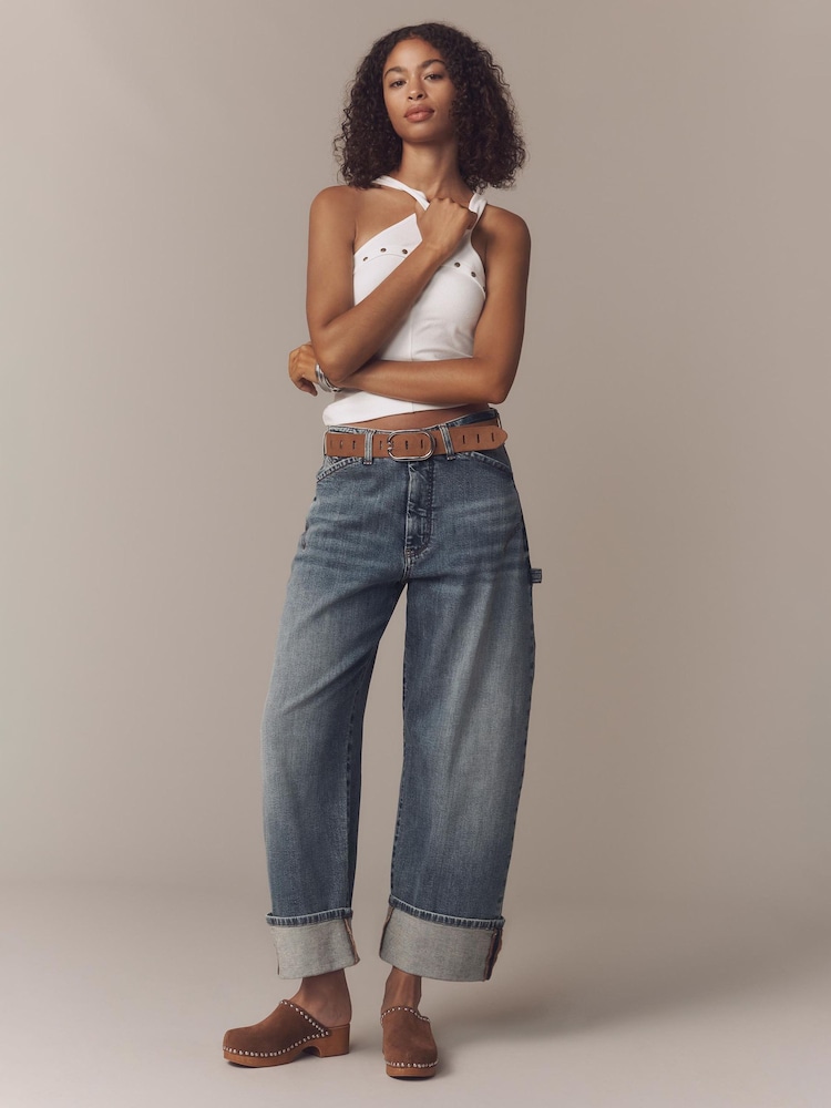 Anthropologie Wash Blue Petite Pilcro Kayden High Rise Barrel Jeans - Image 2 of 4 Anthropologie Wash Blue Petite Pilcro Kayden High Rise Barrel Jeans - Image 2 of 4