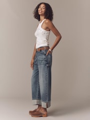 Anthropologie Wash Blue Petite Pilcro Kayden High Rise Barrel Jeans - Image 3 of 4