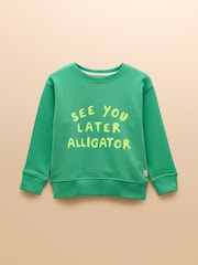 Зеленый - Joules Sundaze круглый вырез толстовки со слоганом - Изображение 1 из 4