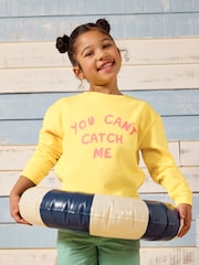 Joules Sundaze Yellow Crew Neck Slogan Sweatshirt - Image 1 of 6