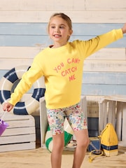 Joules Sundaze Yellow Crew Neck Slogan Sweatshirt - Image 2 of 6