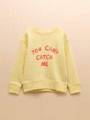 Joules Sundaze Yellow Crew Neck Slogan Sweatshirt - Image 3 of 6