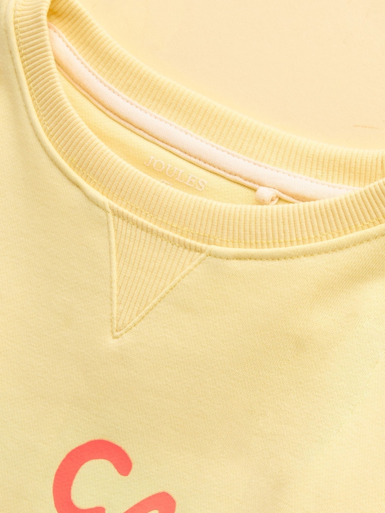 Joules Kids Sundaze Yellow Crew Neck Slogan Sweatshirt - Image 4 of 4 Joules Kids Sundaze Yellow Crew Neck Slogan Sweatshirt - Image 4 of 4