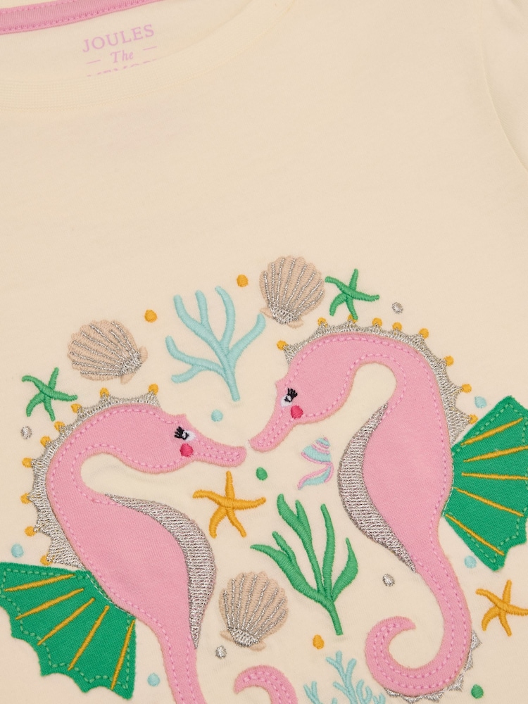 Cream Hippocampe - T-shirt Joules Astra en coton appliqué - Image 3 of 4