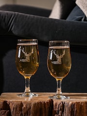 Selbrae House Set of 2 Clear Stag Craft Beer Glasses - Image 1 of 3