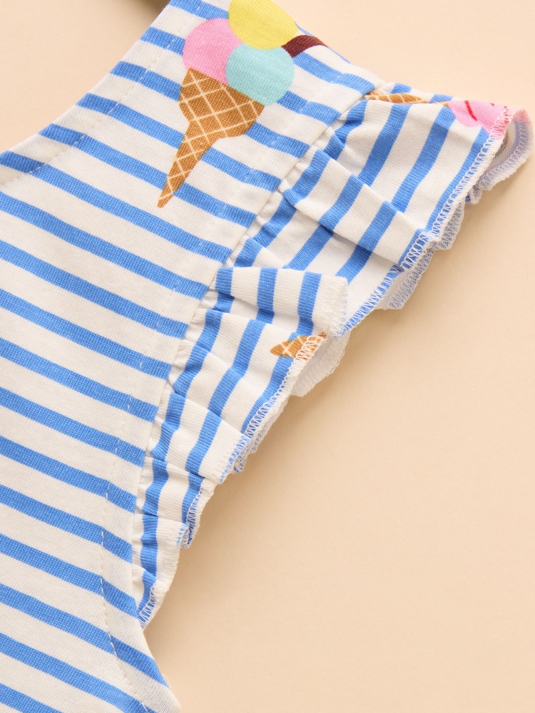 Joules Butterfly Blue & Pink Frill Sleeve Vest Three Pack - Image 8 of 10
