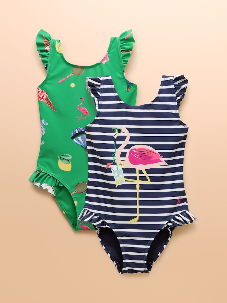 Blau/Grün - Joules Splash Pack of Two Swimsuits - Bild 1 von 9