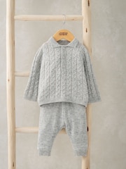 Mamas & Papas Pleten siv pulover in hlače 2 Pieces Set - Slika 1 iz 5