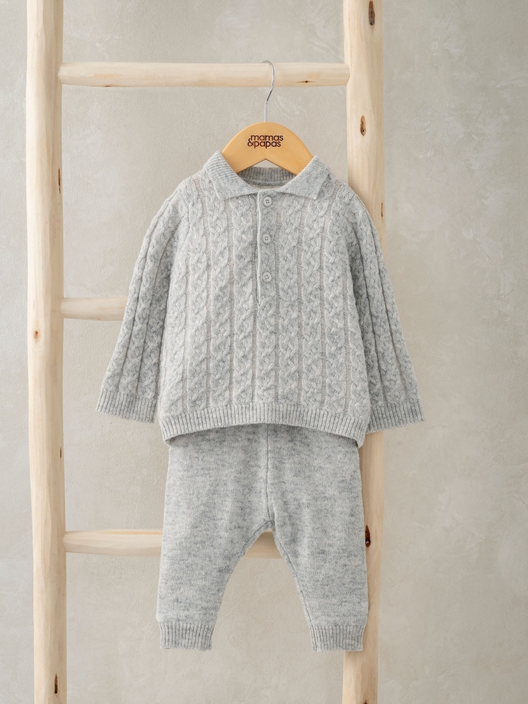 Mamas & Papas Pleten siv pulover in hlače 2 Pieces Set - Slika 1 iz 5