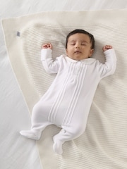 Mamas & Papas Velour White Sleepsuit - Image 1 of 1