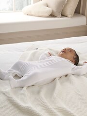 Mamas & Papas White Velour Sleepsuit - Image 4 of 6
