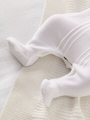 Mamas & Papas White Velour Sleepsuit - Image 5 of 6