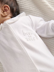 Mamas & Papas Born in 2025 100% Cotton White Sleepsuit - Image 4 of 6